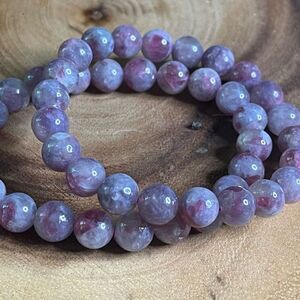 Unicorn stone beaded bracelet 7” crystal healing beads 8mm lepidolite pink tourm
